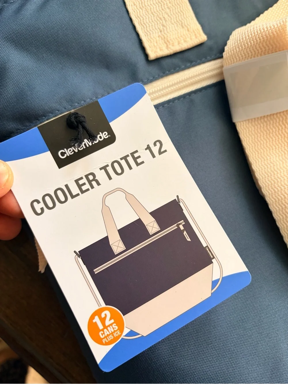 Cooler Tote 12 - Navy and Cream Insulated Travel Tote